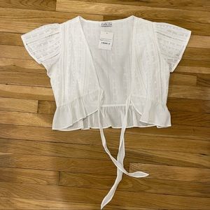 White eyelit crop top